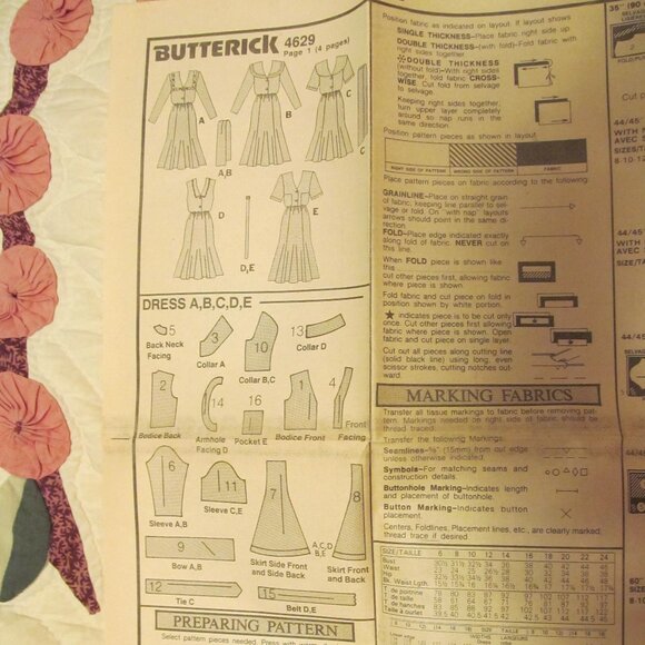 Vtg 1980s Butterick Sewing Pattern DRESS 4629 Size 8 10 12 - Picture 6 of 10